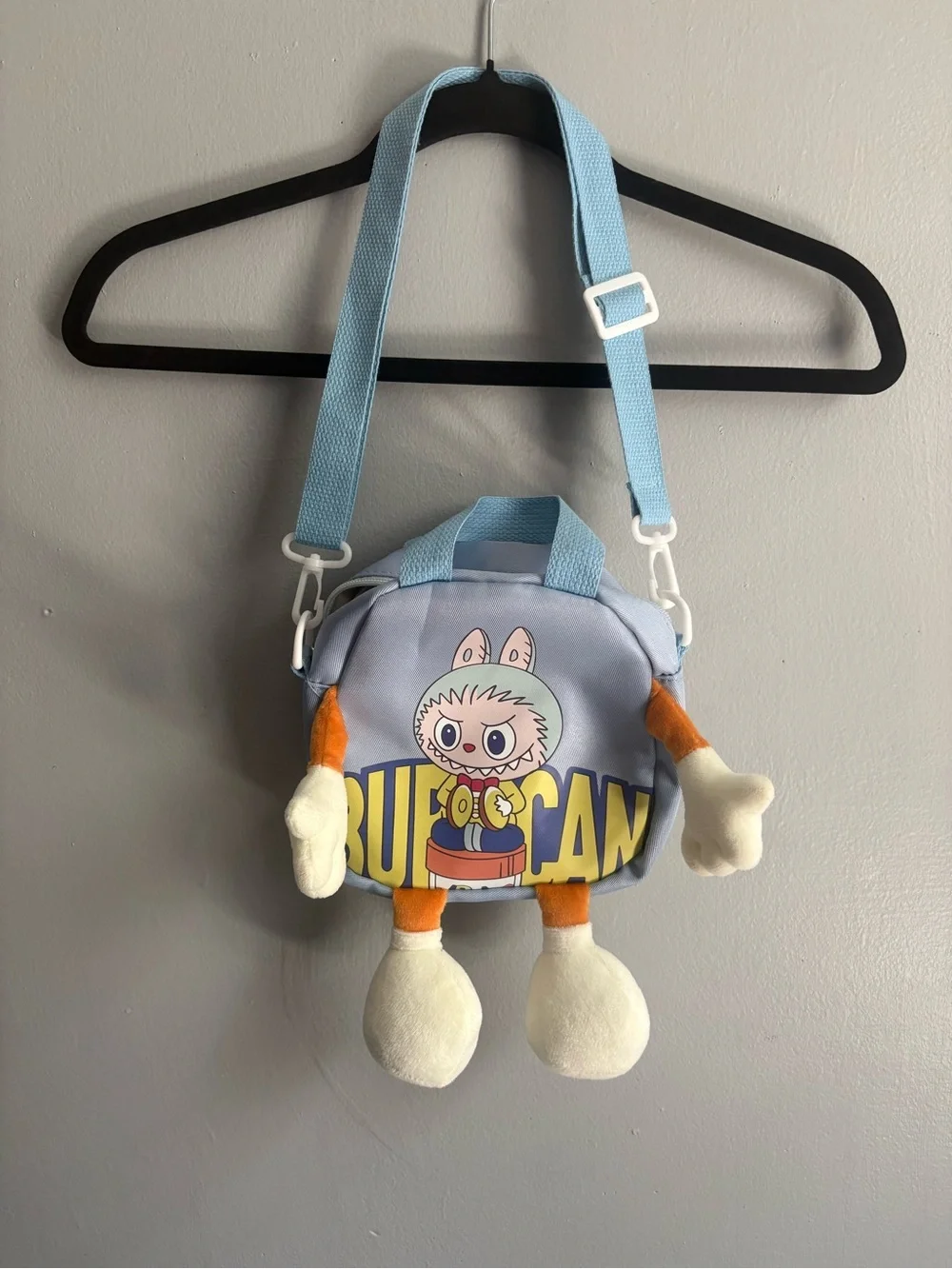 Kids Plush Character Crossbody Bag - Light Blue